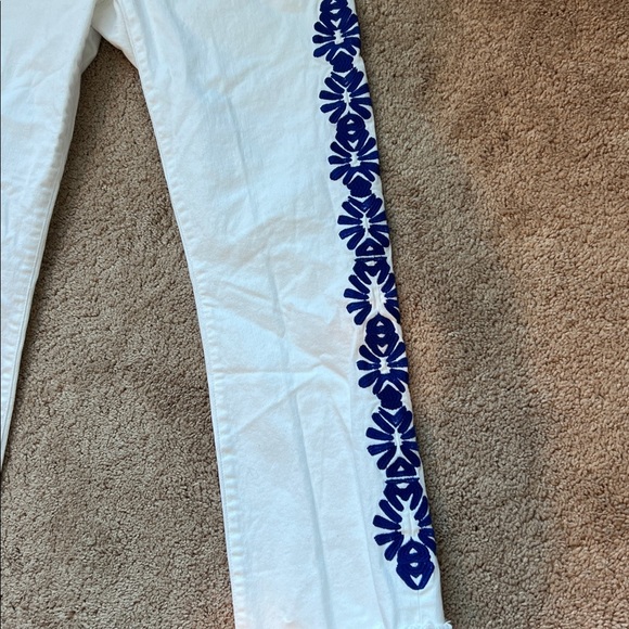 Lilly Pulitzer South Ocean crop flare pant with Lapis Geo Border Embroidery - Picture 6 of 11